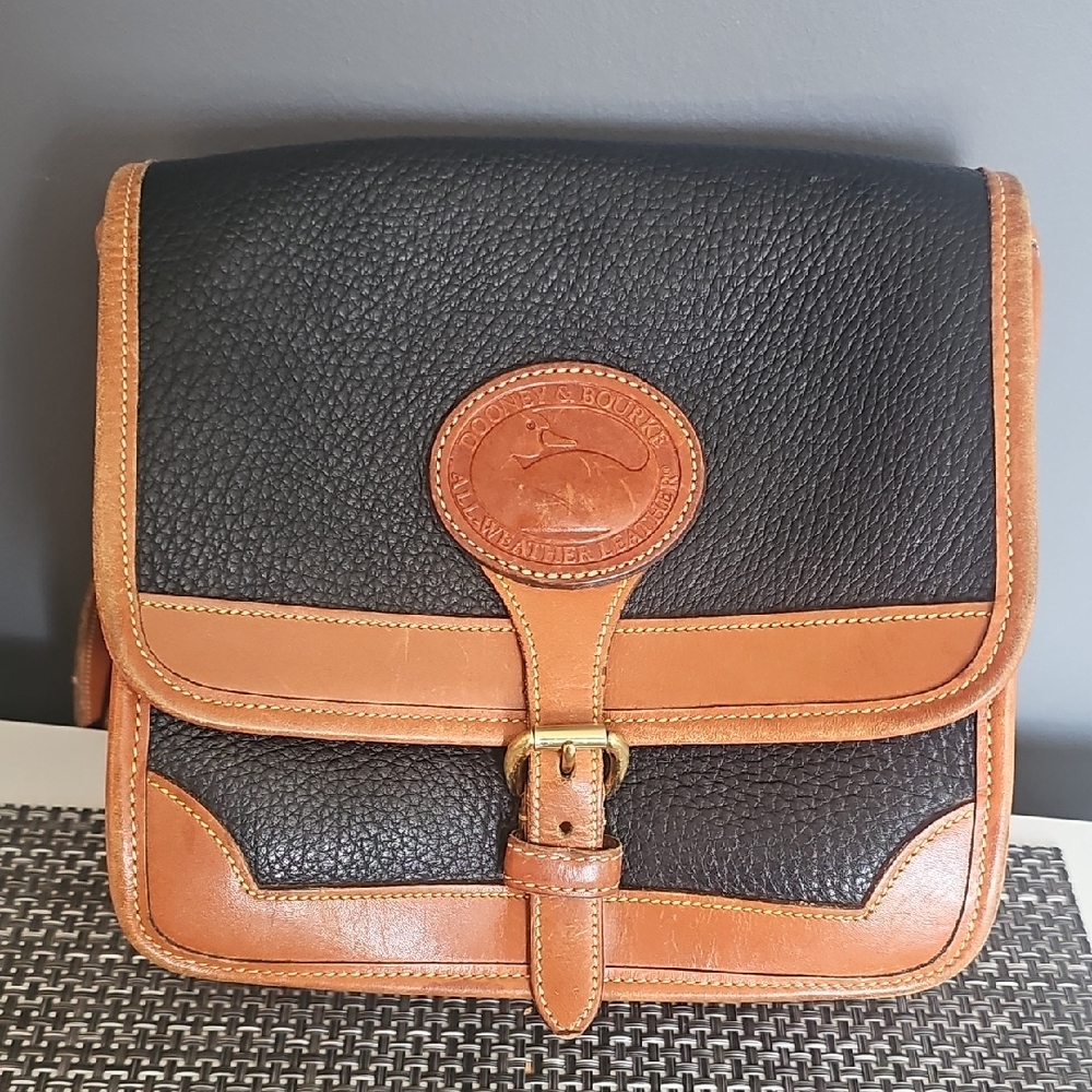 Dooney & Bourke Black and Tan Leather Satchel/Bag